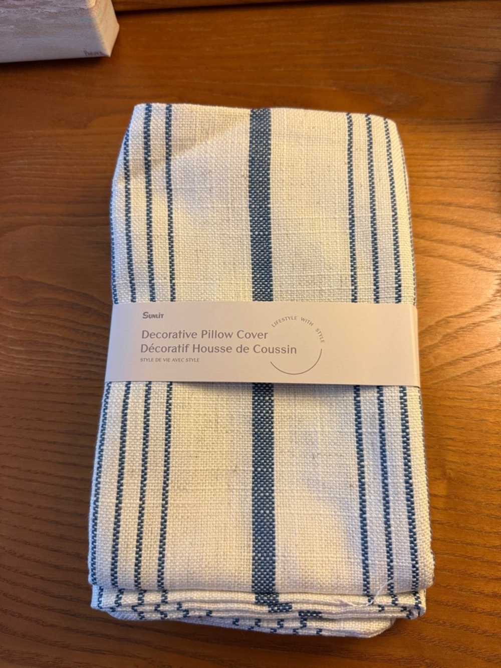 2 New Blue and Cream  Striped Decorative Pillow Covers 18” by 18”